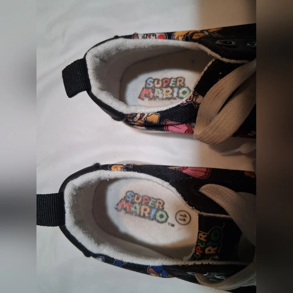 Super Mario Kids Canvas Sneakers Black Size 11 Toddler Ground Up Nintendo